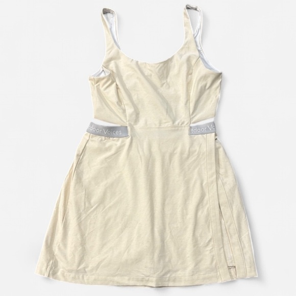 Outdoor Voices Court Cutout Tennis Dress Cream Spellout Logo Cream Sz M - Picture 2 of 6